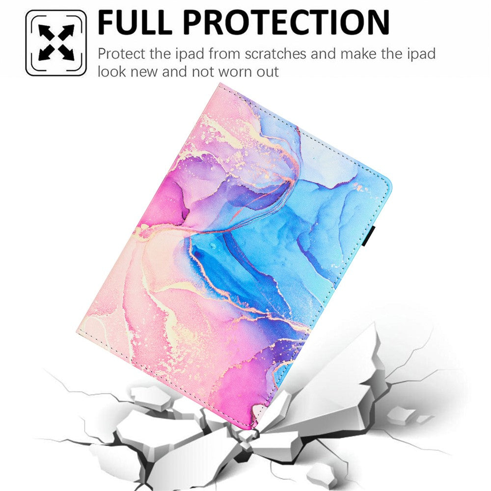 For Lenovo Tab M10 Plus (3rd Gen) Case Auto Wake / Sleep PU Leather Folding Stand Cover Marble Pattern - Pink / Blue