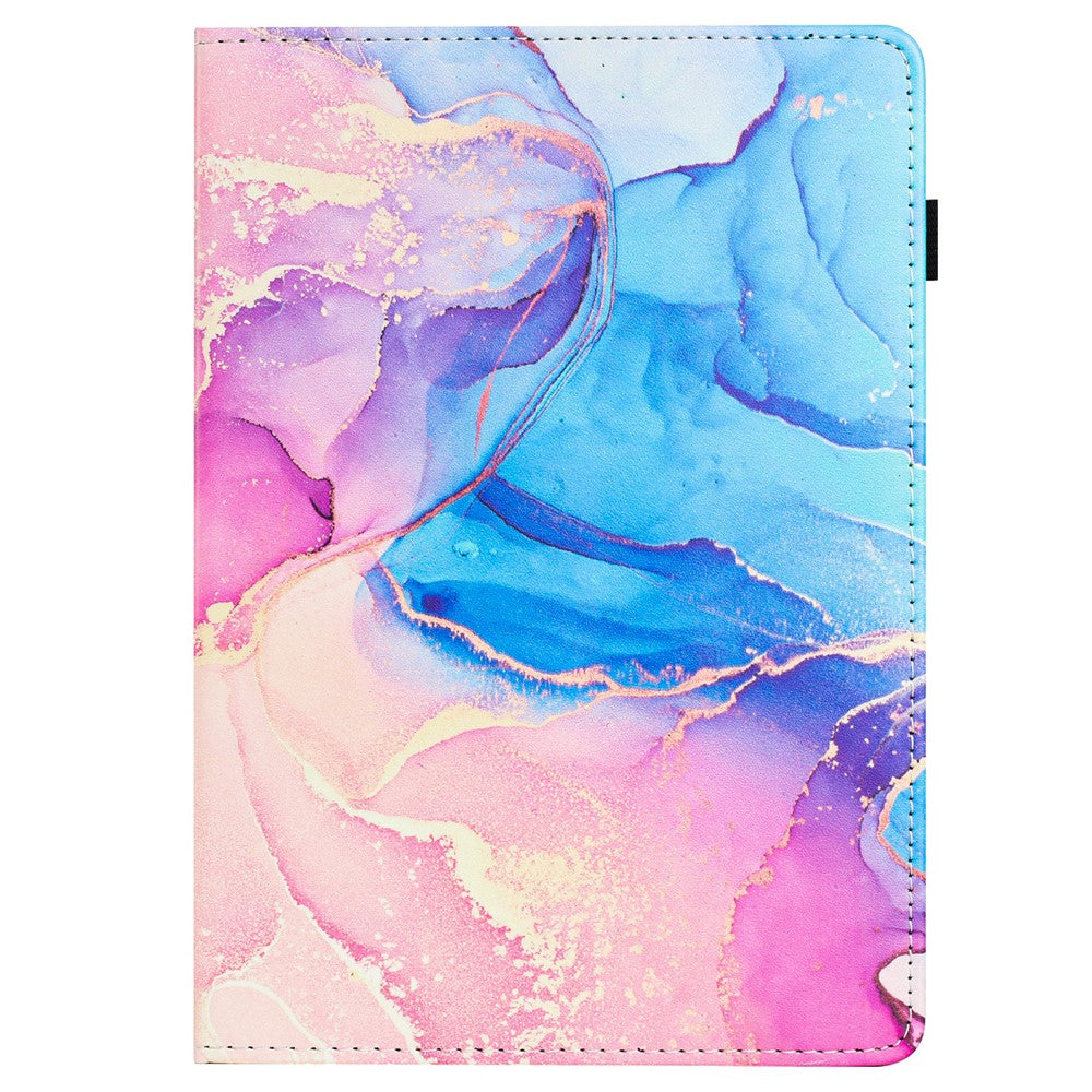 For Lenovo Tab M10 Plus (3rd Gen) Case Auto Wake / Sleep PU Leather Folding Stand Cover Marble Pattern - Pink / Blue
