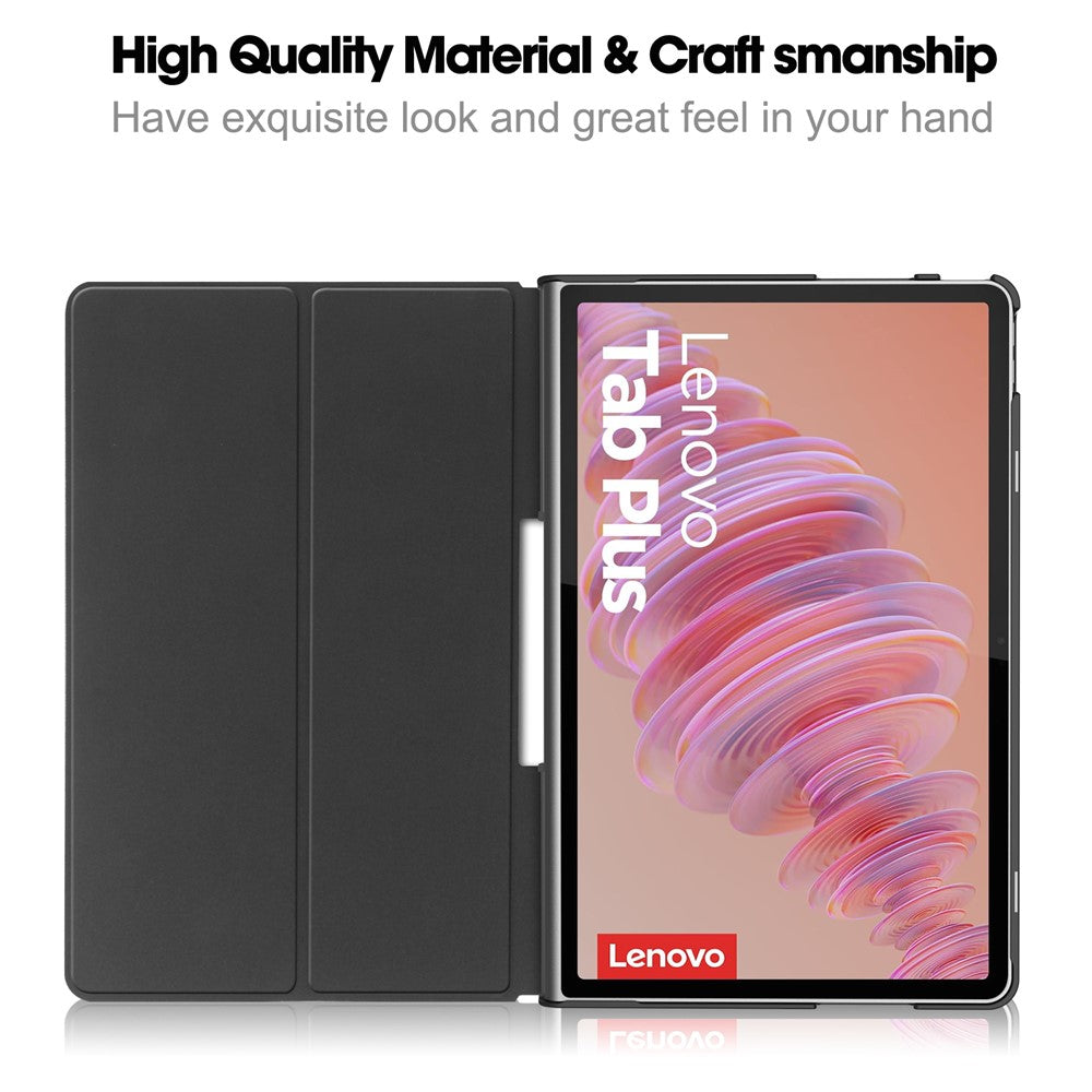 For Lenovo Tab Plus Stand Case Pattern Print Leather Tablet Cover - Apricot Blossom