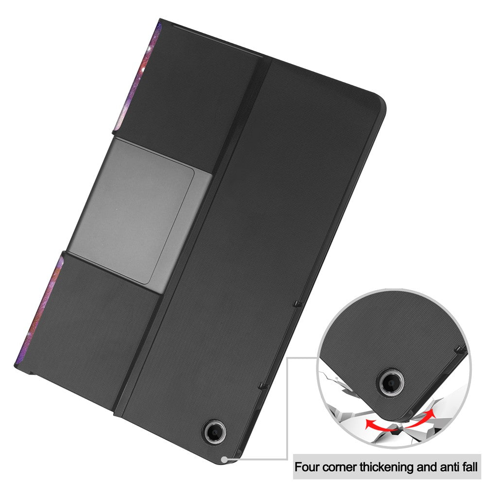 For Lenovo Tab Plus Stand Case Pattern Print Leather Tablet Cover - Galaxy