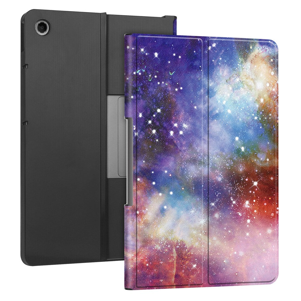 For Lenovo Tab Plus Stand Case Pattern Print Leather Tablet Cover - Galaxy