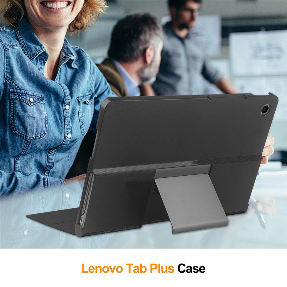 For Lenovo Tab Plus Stand Case Shockproof Leather Tablet Cover - Black