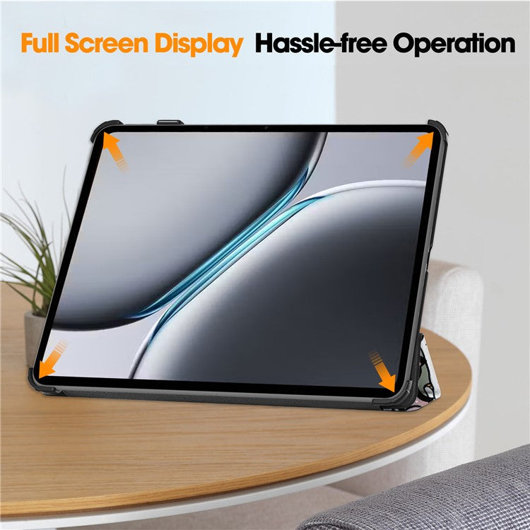 For OnePlus Pad 2 Stand Case Pattern Print Leather Tablet Cover - Graffiti