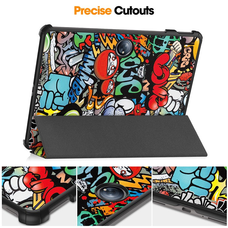 For OnePlus Pad 2 Stand Case Pattern Print Leather Tablet Cover - Graffiti