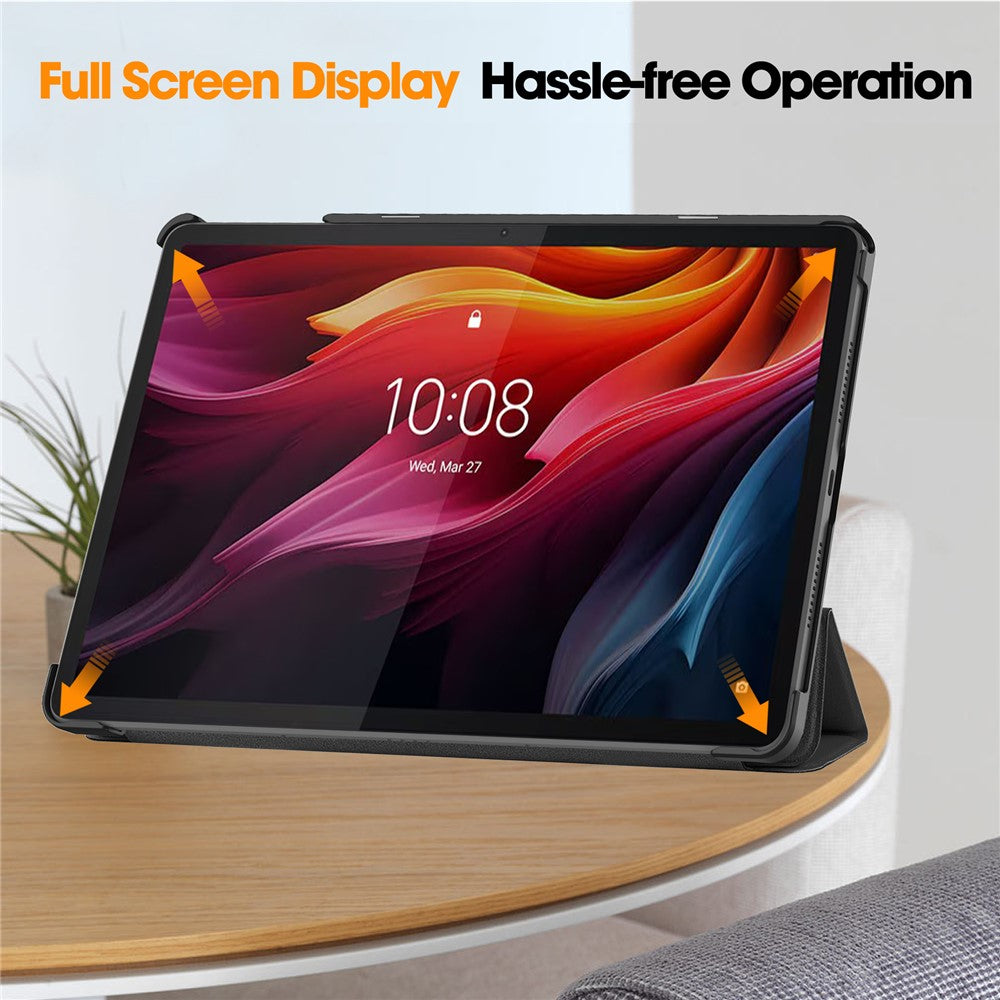For Lenovo Tab K11 Plus Shockproof Case Leather Stand Tablet Cover - Black
