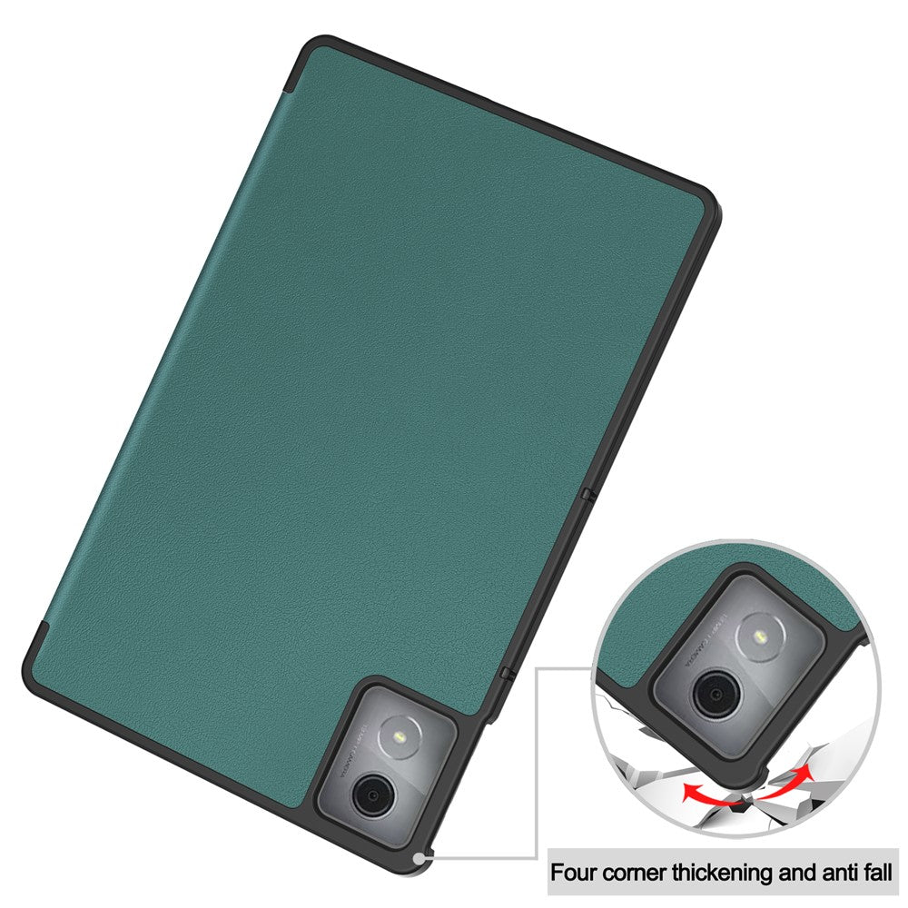 For Lenovo Tab K11 Plus Shockproof Case Leather Stand Tablet Cover - Blackish Green