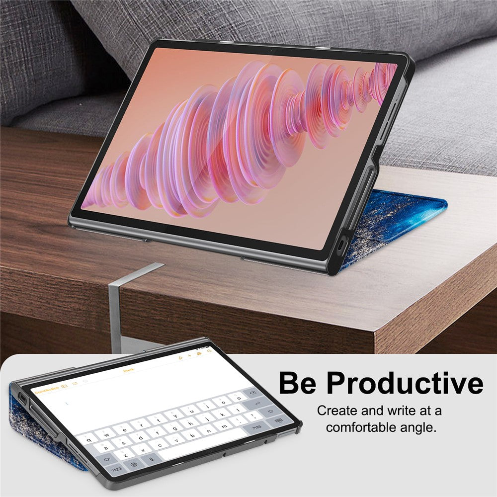 For Lenovo Tab Plus 11.5-inch TB351FU Case Pattern Tablet Leather Cover Hollow Heat Dissipation - Wave