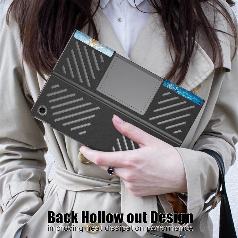 For Lenovo Tab Plus 11.5-inch TB351FU Case Pattern Tablet Leather Cover Hollow Heat Dissipation - Wave