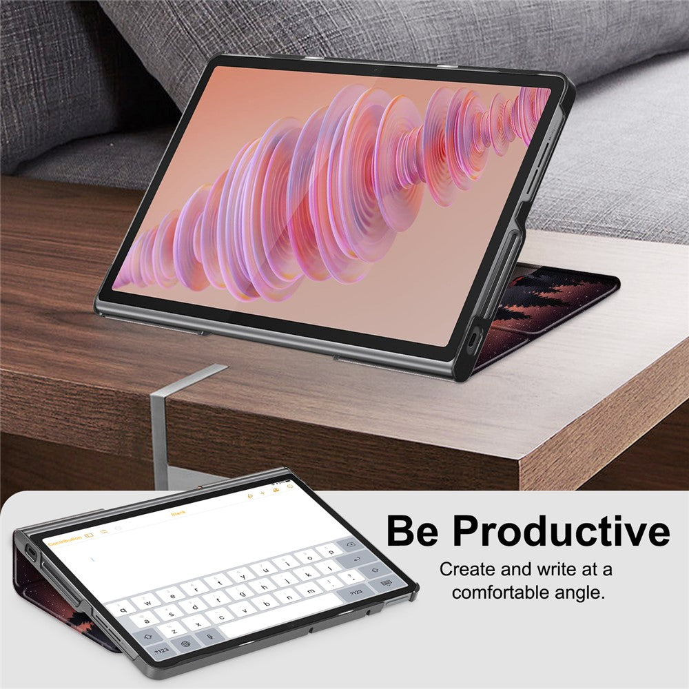 For Lenovo Tab Plus 11.5-inch TB351FU Case Pattern Tablet Leather Cover Hollow Heat Dissipation - Nightfall