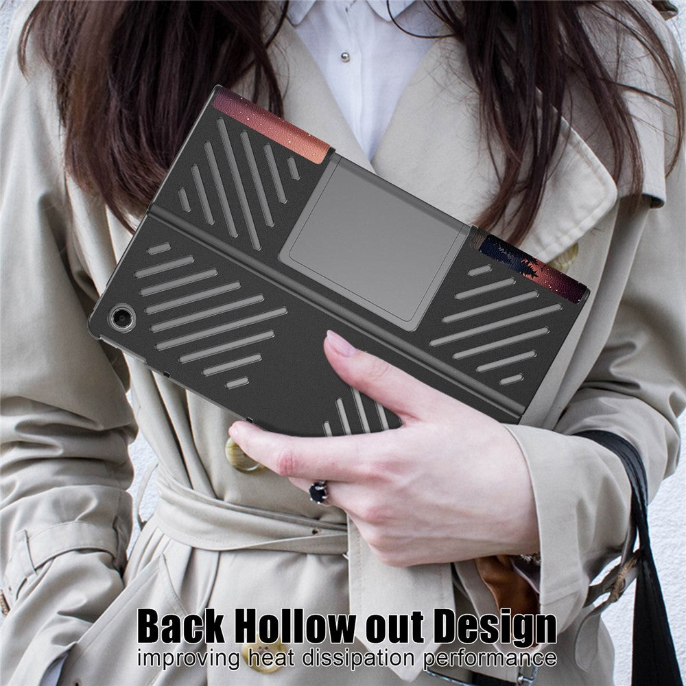 For Lenovo Tab Plus 11.5-inch TB351FU Case Pattern Tablet Leather Cover Hollow Heat Dissipation - Nightfall