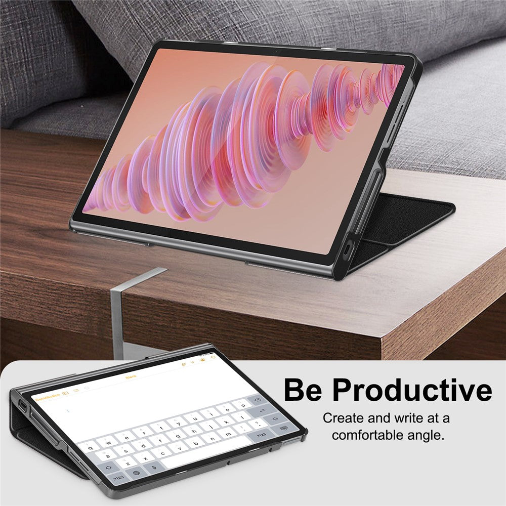 For Lenovo Tab Plus 11.5-inch TB351FU Case Heat Dissipation Stand Leather Tablet Cover - Black
