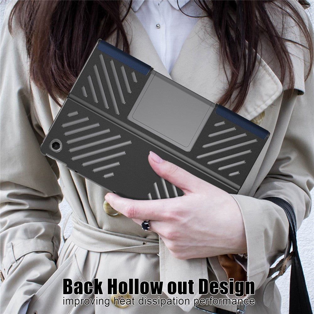 For Lenovo Tab Plus 11.5-inch TB351FU Case Heat Dissipation Stand Leather Tablet Cover - Dark Blue