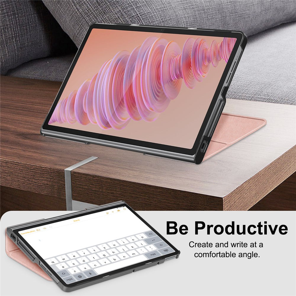 For Lenovo Tab Plus 11.5-inch TB351FU Case Heat Dissipation Stand Leather Tablet Cover - Rose Gold
