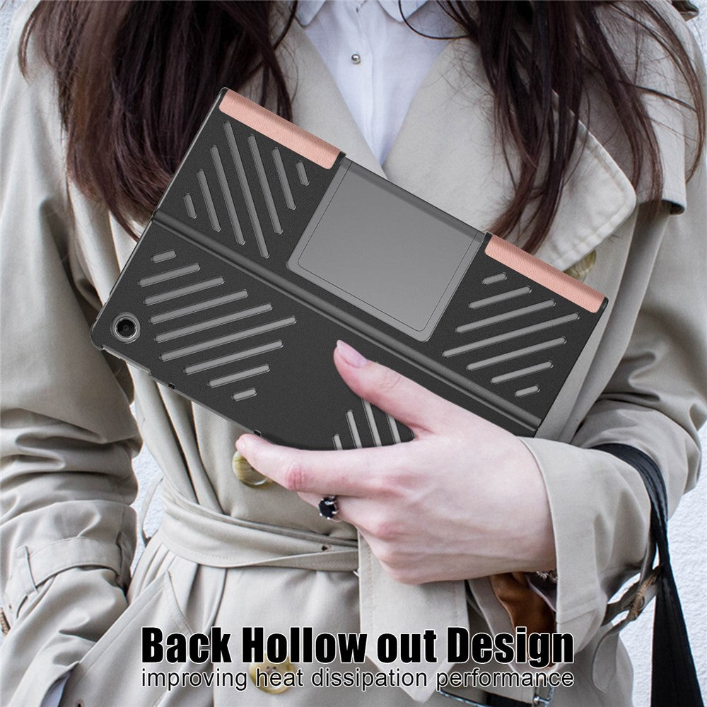 For Lenovo Tab Plus 11.5-inch TB351FU Case Heat Dissipation Stand Leather Tablet Cover - Rose Gold