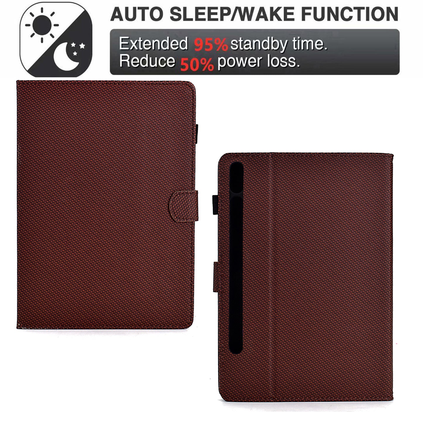 For Samsung Galaxy Tab S9 FE / S9 Case PU Leather Tablet Cover Auto Wake / Sleep - Brown