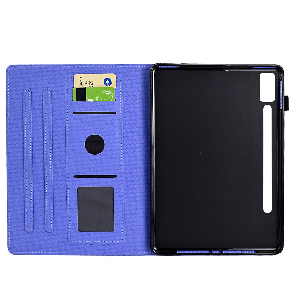 For Lenovo Tab P12 Leather Case Carbon Fiber Texture Tablet Cover Stand View - Purple