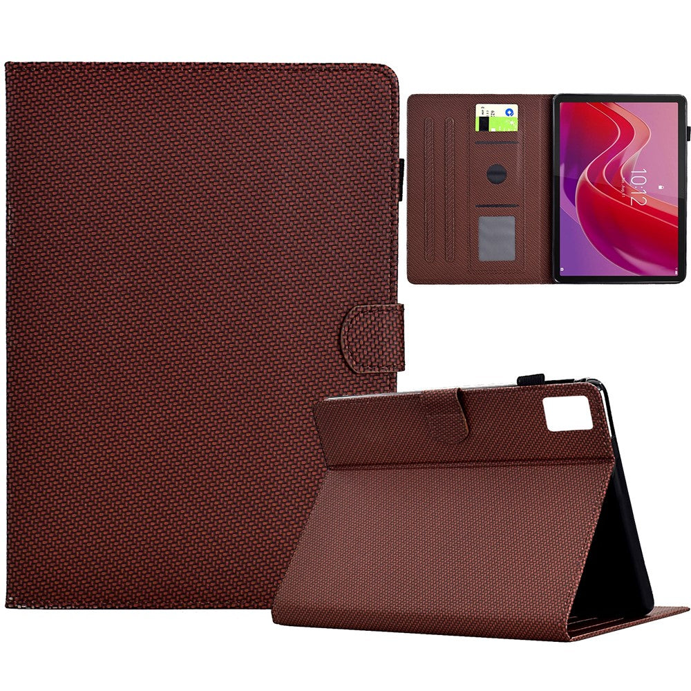 For Lenovo Tab M11 / Xiaoxin Pad 11 2024 Case Carbon Fiber Texture Leather Tablet Cover - Brown