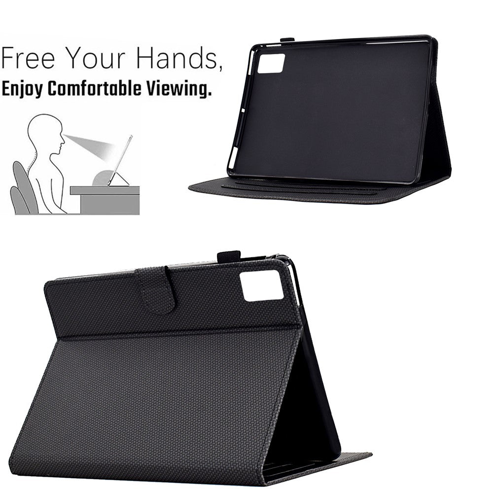 For Lenovo Tab M11 / Xiaoxin Pad 11 2024 Case Carbon Fiber Texture Leather Tablet Cover - Black