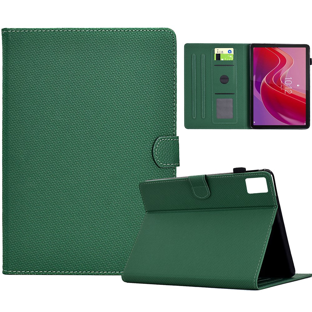 For Lenovo Tab M11 / Xiaoxin Pad 11 2024 Case Carbon Fiber Texture Leather Tablet Cover - Green