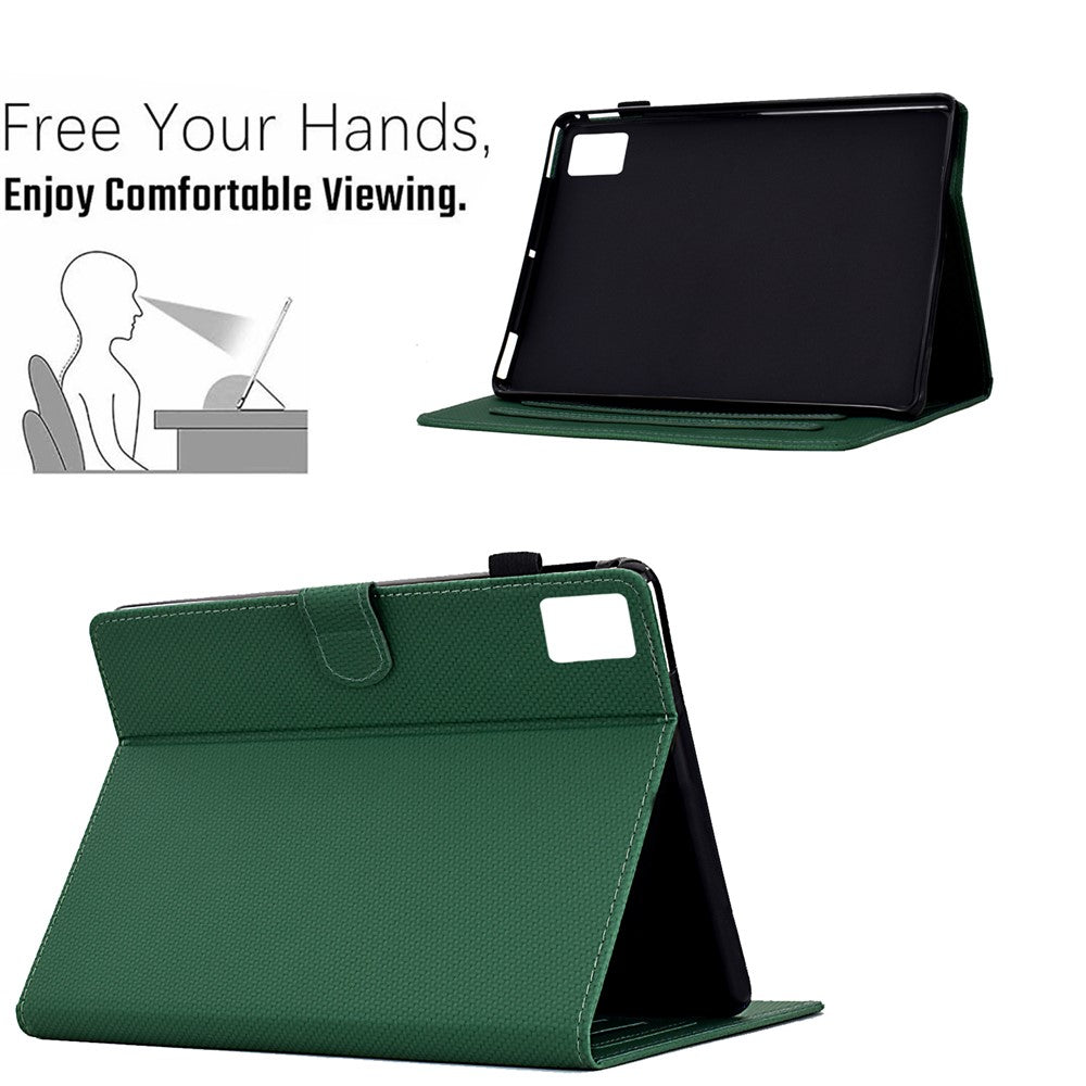 For Lenovo Tab M11 / Xiaoxin Pad 11 2024 Case Carbon Fiber Texture Leather Tablet Cover - Green