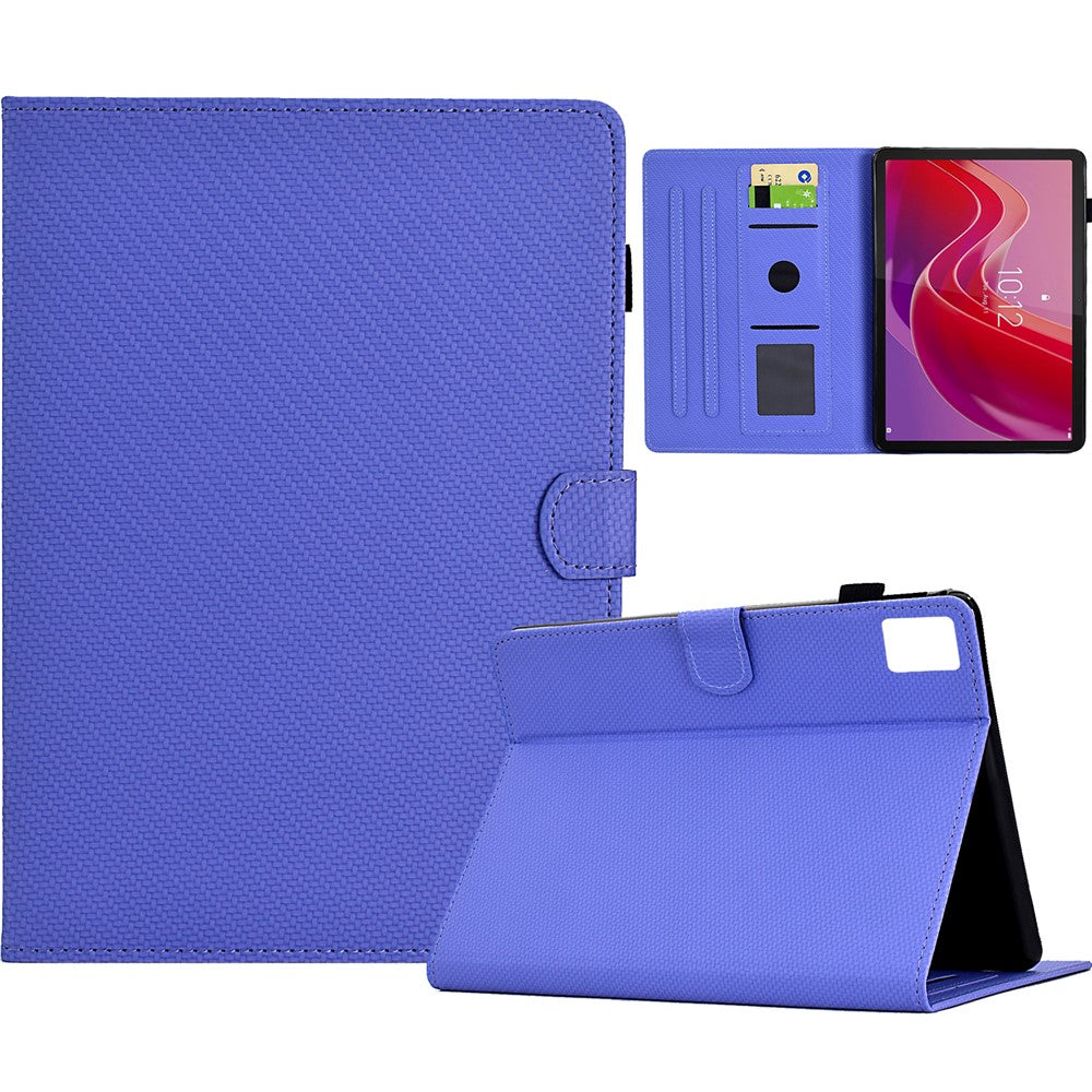 For Lenovo Tab M11 / Xiaoxin Pad 11 2024 Case Carbon Fiber Texture Leather Tablet Cover - Purple