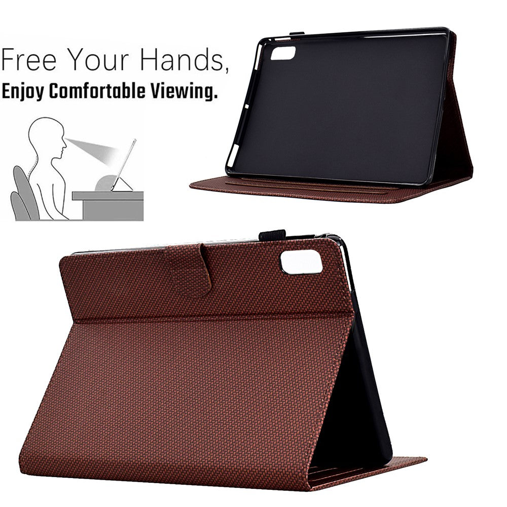 For Lenovo Tab M9 TB-310FU Case Card Slots Leather Tablet Cover with Stand View - Brown