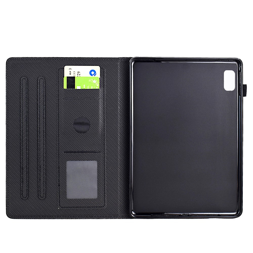 For Lenovo Tab M9 TB-310FU Case Card Slots Leather Tablet Cover with Stand View - Black