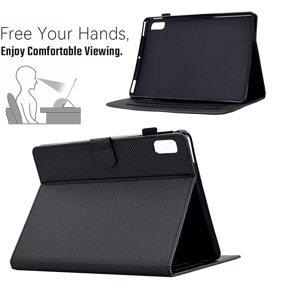 For Lenovo Tab M9 TB-310FU Case Card Slots Leather Tablet Cover with Stand View - Black