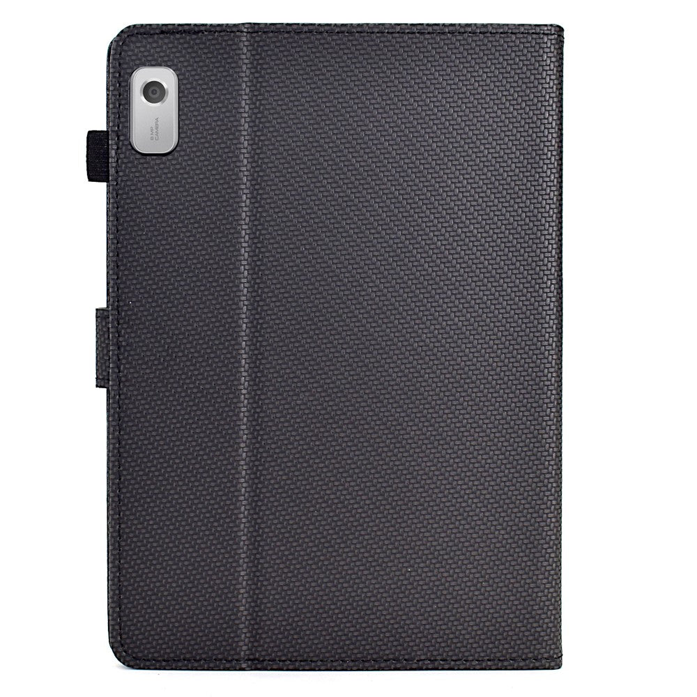 For Lenovo Tab M9 TB-310FU Case Card Slots Leather Tablet Cover with Stand View - Black