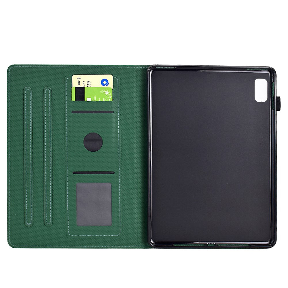 For Lenovo Tab M9 TB-310FU Case Card Slots Leather Tablet Cover with Stand View - Green