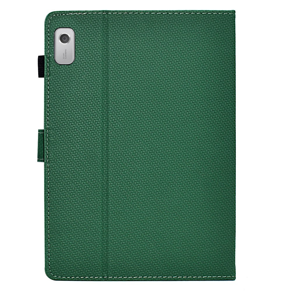 For Lenovo Tab M9 TB-310FU Case Card Slots Leather Tablet Cover with Stand View - Green