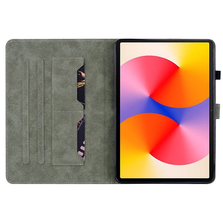 For Huawei MatePad SE 11 Tablet Cases Tiger Imprint Anti-Slip Protective PU Leather Cover - Grey