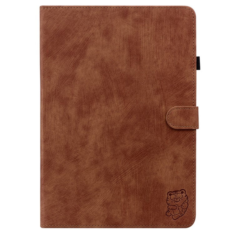 For Huawei MatePad SE 11 Tablet Cases Tiger Imprint Anti-Slip Protective PU Leather Cover - Brown