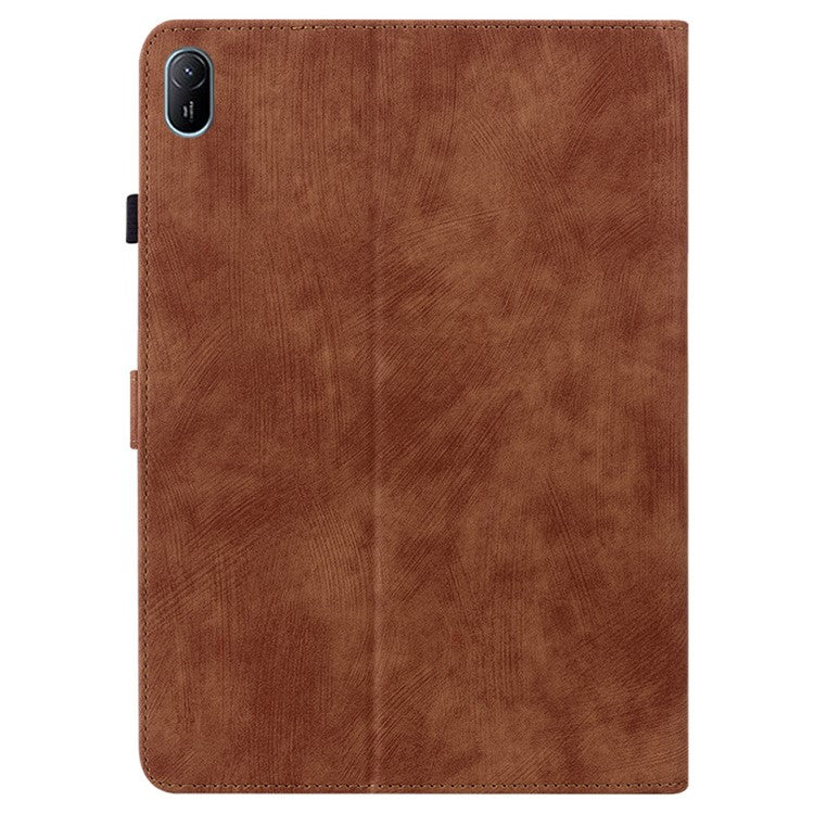 For Huawei MatePad SE 11 Tablet Cases Tiger Imprint Anti-Slip Protective PU Leather Cover - Brown
