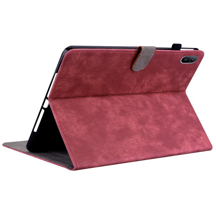 For Huawei MatePad SE 11 Tablet Cases Tiger Imprint Anti-Slip Protective PU Leather Cover - Red