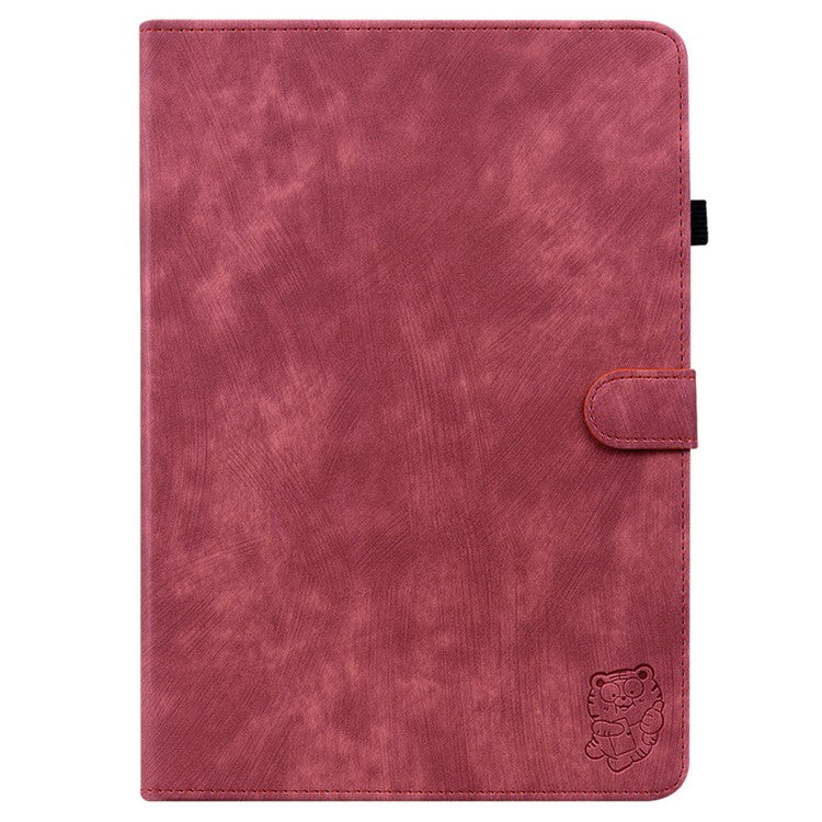 For Huawei MatePad SE 11 Tablet Cases Tiger Imprint Anti-Slip Protective PU Leather Cover - Red