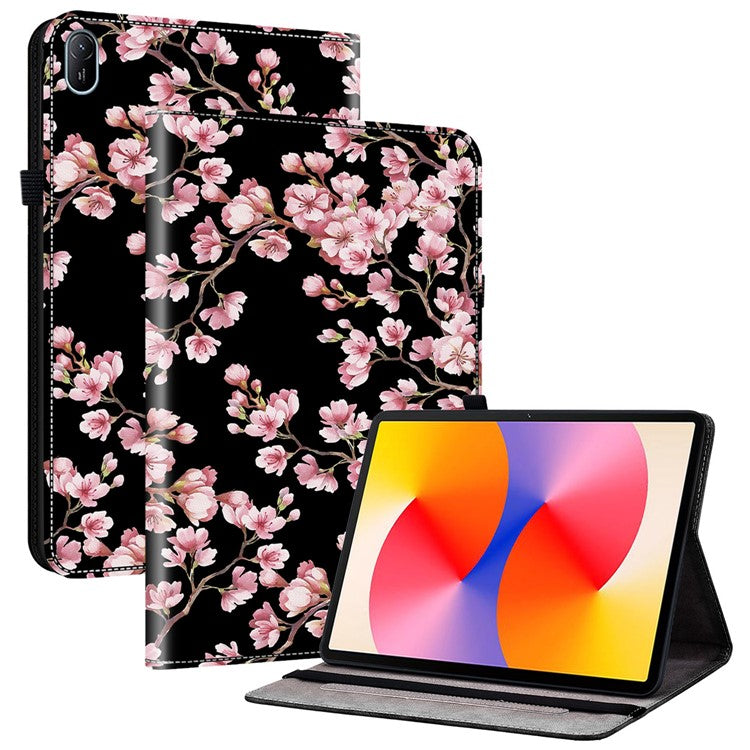 For Huawei MatePad SE 11 Case Pattern Print PU Leather Stand Tablet Cover with Card Slots - Plum Blossom