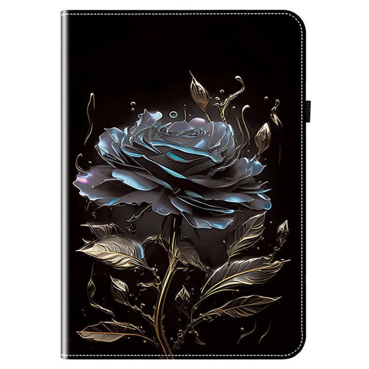 For Huawei MatePad SE 11 Case Pattern Print PU Leather Stand Tablet Cover with Card Slots - Black Rose