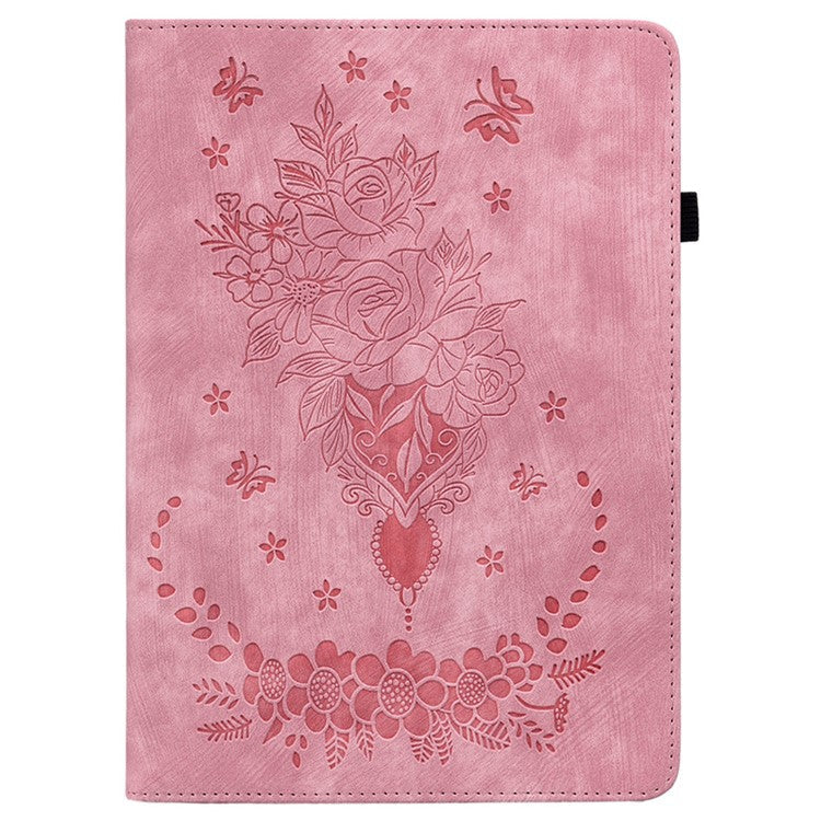 For Huawei MatePad SE 11 Case Rose Flower Protective Leather Cover with Card Holder - Pink