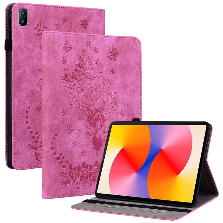 For Huawei MatePad SE 11 Case Rose Flower Protective Leather Cover with Card Holder - Rose