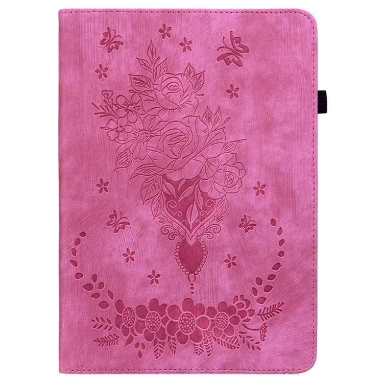 For Huawei MatePad SE 11 Case Rose Flower Protective Leather Cover with Card Holder - Rose