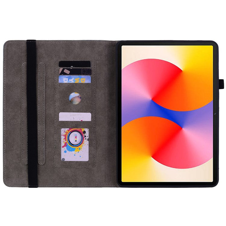 For Huawei MatePad SE 11 Case Rose Flower Protective Leather Cover with Card Holder - Blue