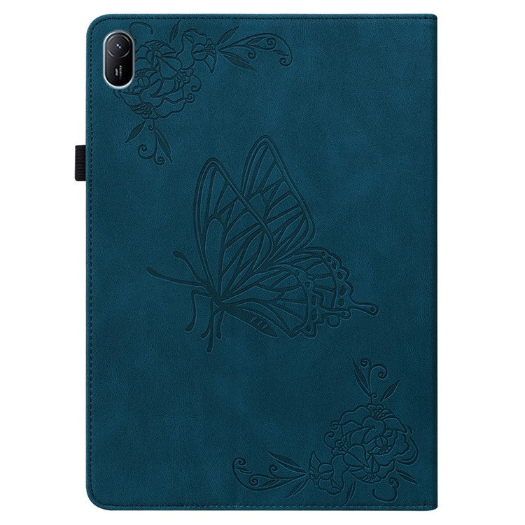 For Huawei MatePad SE 11 Case Imprinted Butterfly Flower PU Leather Flip Card Slots Tablet Cover - Blue