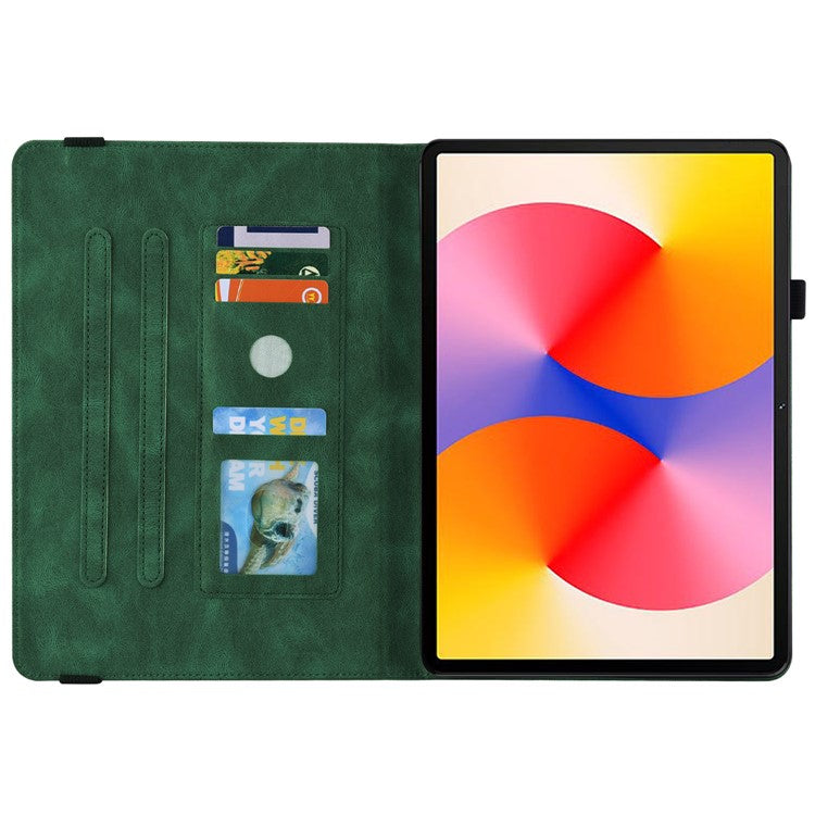 For Huawei MatePad SE 11 Case Imprinted Butterfly Flower PU Leather Flip Card Slots Tablet Cover - Green