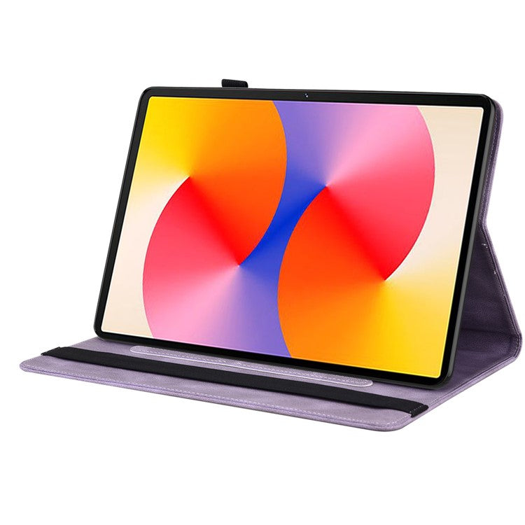 For Huawei MatePad SE 11 Case Imprinted Butterfly Flower PU Leather Flip Card Slots Tablet Cover - Purple