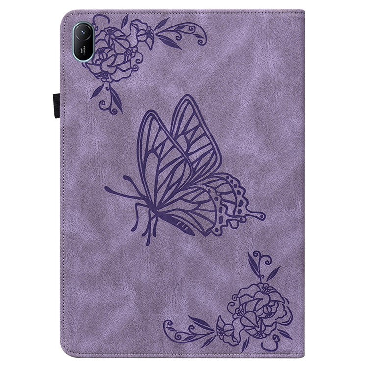 For Huawei MatePad SE 11 Case Imprinted Butterfly Flower PU Leather Flip Card Slots Tablet Cover - Purple