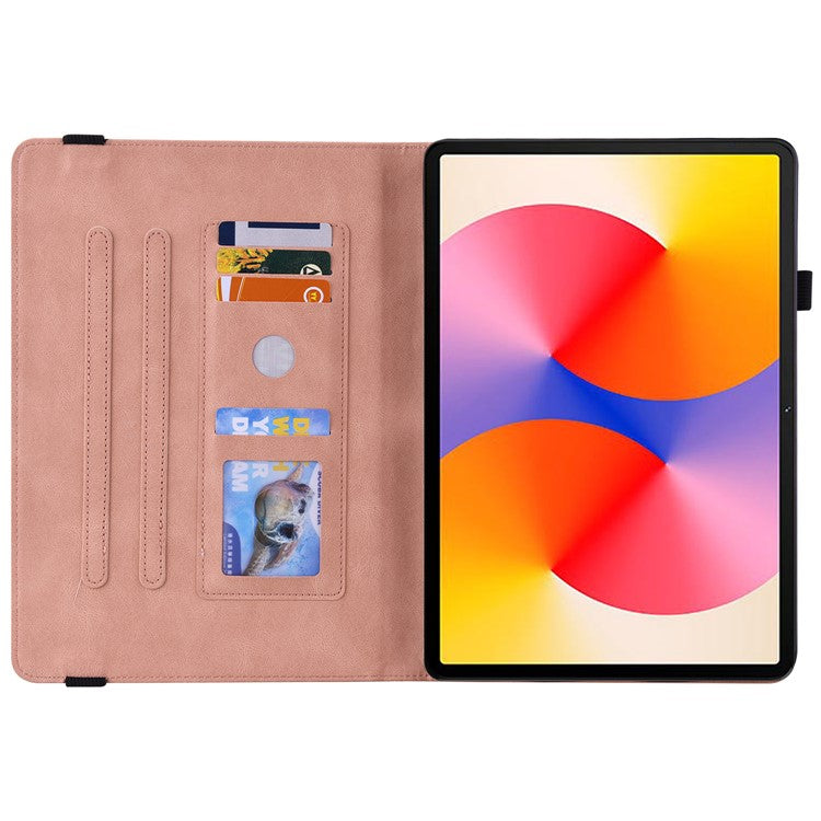 For Huawei MatePad SE 11 Case Imprinted Butterfly Flower PU Leather Flip Card Slots Tablet Cover - Pink