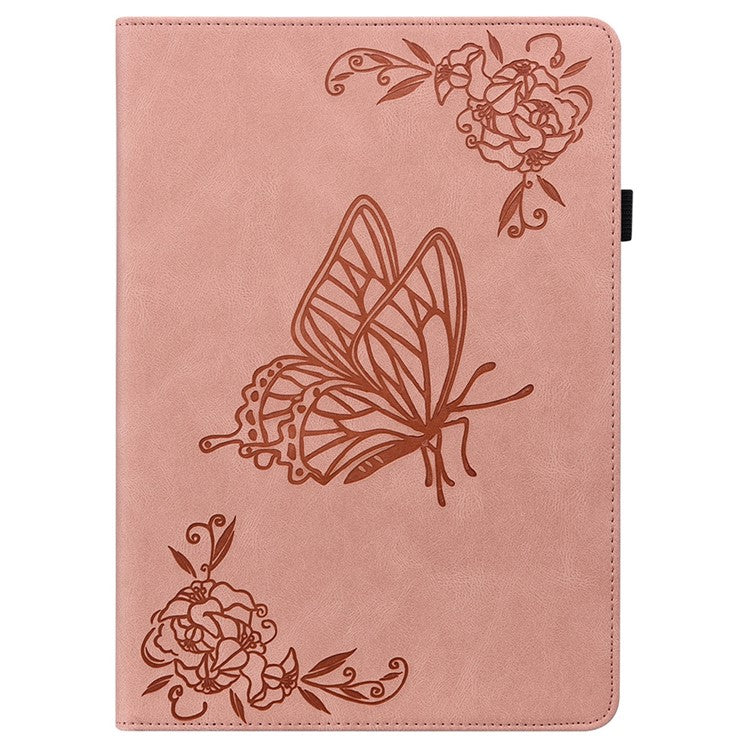 For Huawei MatePad SE 11 Case Imprinted Butterfly Flower PU Leather Flip Card Slots Tablet Cover - Pink