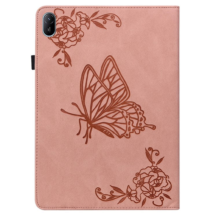 For Huawei MatePad SE 11 Case Imprinted Butterfly Flower PU Leather Flip Card Slots Tablet Cover - Pink