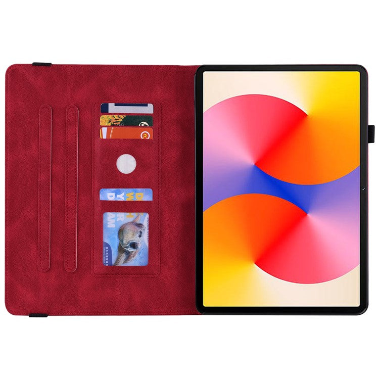 For Huawei MatePad SE 11 Case Imprinted Butterfly Flower PU Leather Flip Card Slots Tablet Cover - Red